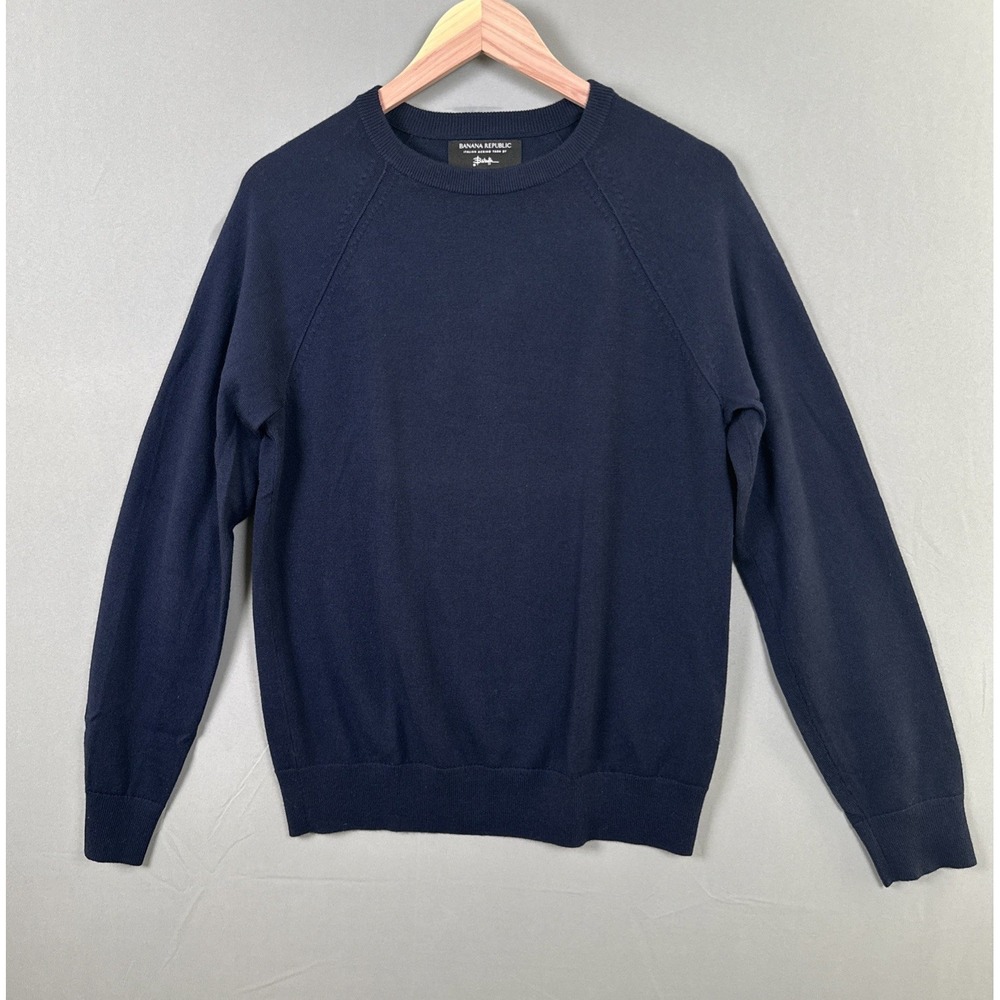 Banana Republic Italian Merino Wool by Baruffa Sweater Men's Size L in Navy Blue